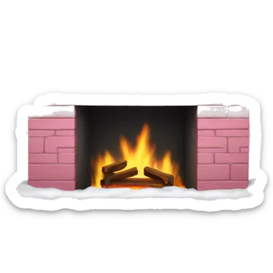Winter Pink FirePlace, with snow on it sticker