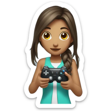 Gamer girl holding game controller sticker