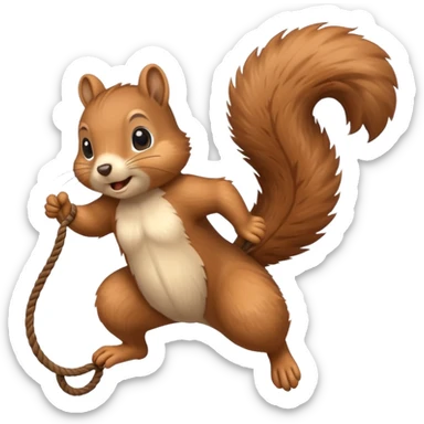 Squirrel jumping rope sticker