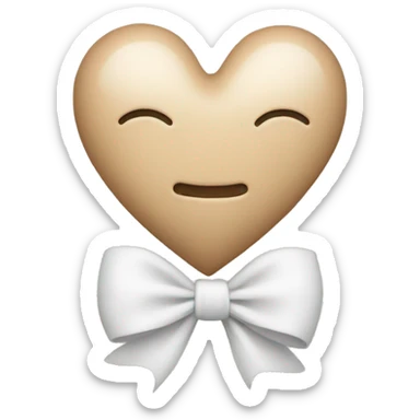 beige heart with white bow sticker