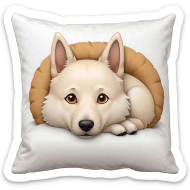 White Belgian shepherd dog with Brown eyes sleeping On a pillow sticker