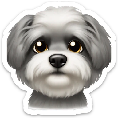 White shitzu with black eyes crossbreed with gray spitz with black ears and with gray higlights in them black nouse and black whiskers and black eyes sticker