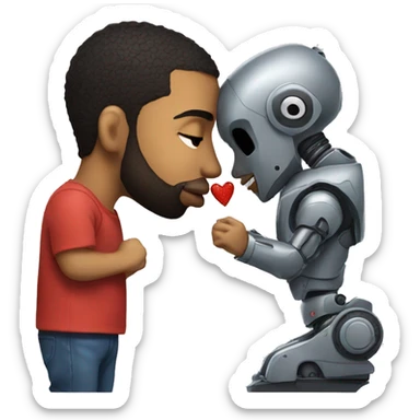 Drake kissing a robot sticker