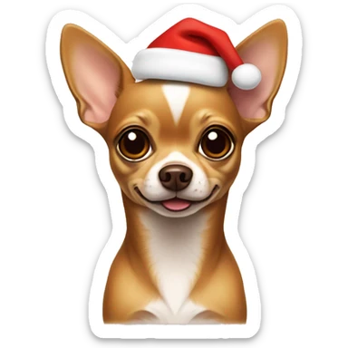 brown chihuahua with Santa hat sticker