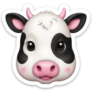 simple cute cow face, eyes of dot sticker