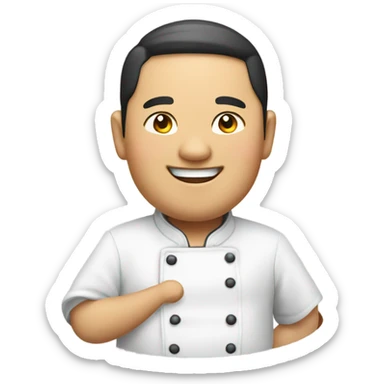 A Asian fat chef with big smile sticker