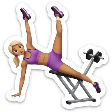 persona haciendo abdominales de piernas en el gimnasio sticker