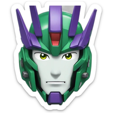 purple and green freedom gundam mecha face sticker