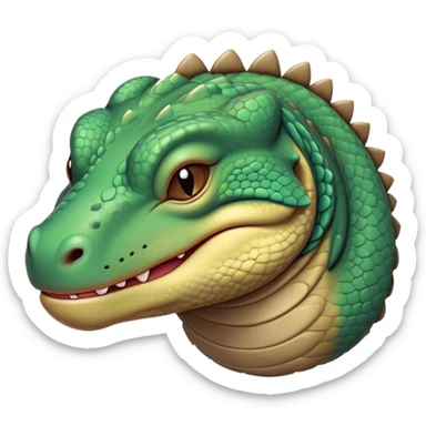 Meme-Worthy cute Sleeping Komodo Dragon Lizard Portrait Emoji, Head resting peacefully with a contented smile, showcasing a rugged, textured form and eyes gently closed in serene slumber, Simplified yet comically adorable features, highly detailed, glowing with a soft, drowsy glow, high shine, relaxed and utterly lovable, stylized with an air of playful laziness, bright and heartwarming, soft glowing outline, capturing the essence of a sleeping ancient guardian that feels destined to become the next viral icon of adorable rest! sticker