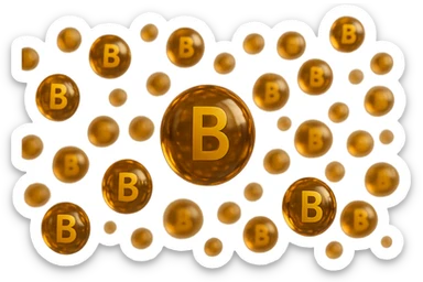 particella di vitamine b fluttuano in aria, iperrealistica 4k sticker