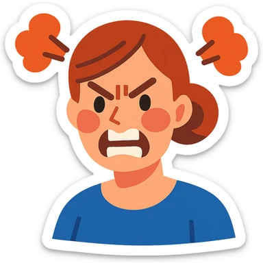 angry mom face, vibrant toon style sticker