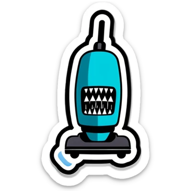 Vacuum cleaner with teeth and scaled sticker