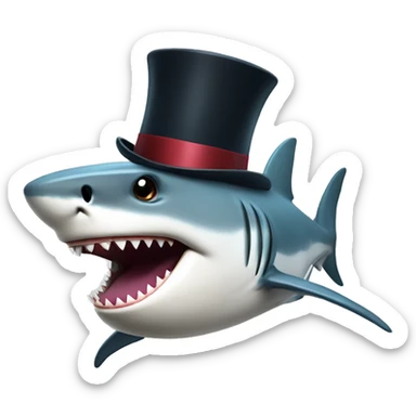 Shark with a top hat sticker