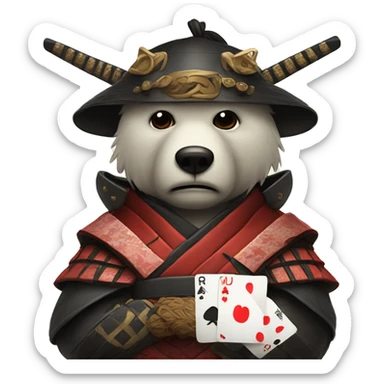 sad samurai bears head with tears coz he lost in poker with 2 ACes sticker
