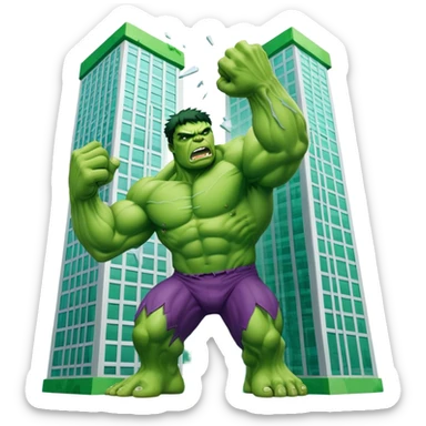 Hulk smashing a sky scrapper  sticker