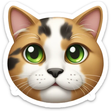 Big huge fat calico cat with green eyes  sticker