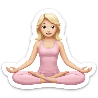 angelic blonde yoga girl in light pink yoga outfit  sticker