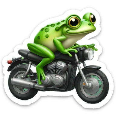 Frog with green eyes and spectacles on motorbike sticker