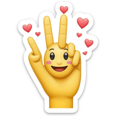 Let there be a middle finger pointing up and smiley emoji with hearts. sticker