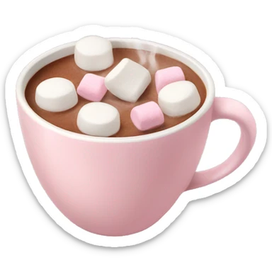 Light Pink mug of hot chocolate with marshmallows  sticker