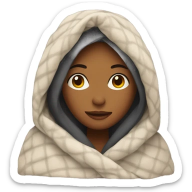 Woman wrapped in a cozy blanket  sticker