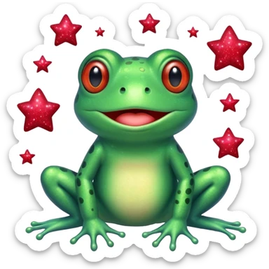 Frog Happy Cute Red Glitter Space sticker