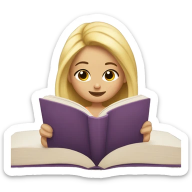 Blonde girl reading a romance book cozy sticker