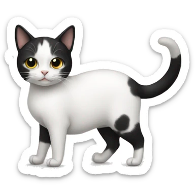 Three legged white cat with black patches sticker
