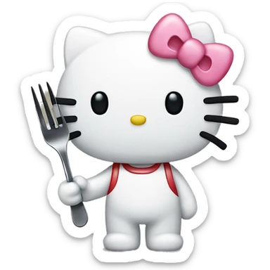Hello kitty holding a fork sticker