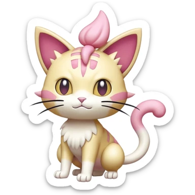 Shiny Skitty-Meowth-Pokémon-Fakémon-hybrid-creature (full body) sticker