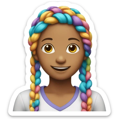 smiling girl with multicolored braids  sticker