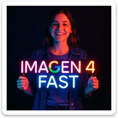 make a girl holding this sign, but sign in made of neon, also add fast below the sign sticker