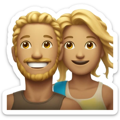 smiling duo under the sun sticker