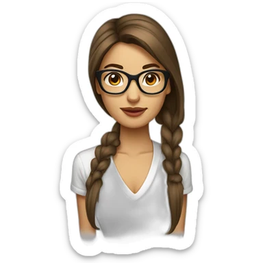 femme blanche brune avec un carré, des cheveux lisses et des lunettes sticker