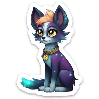 Cool cute Kawaii edgy fantasy animal sparkle fursona Fionbri by griffsnuff & LiLaiRa & Falvie full body sticker