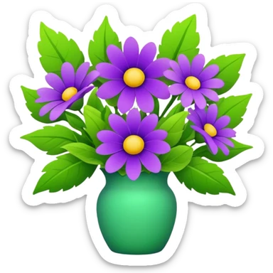 Purple and green flowers combo sticker