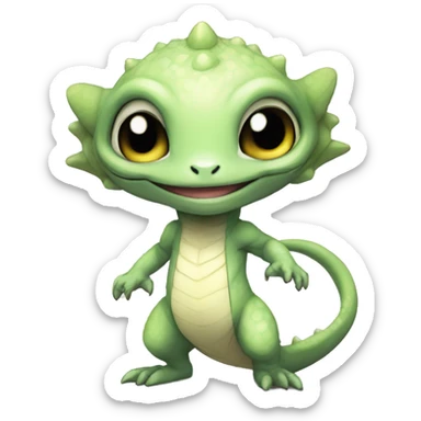 Chibi, White, Anthro-Sona-Lizard-Alien-Fakémon, Full Body sticker