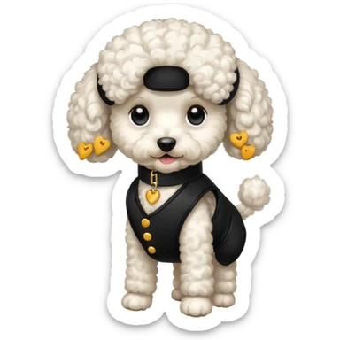 Caniche blanca con chaleco negro sticker