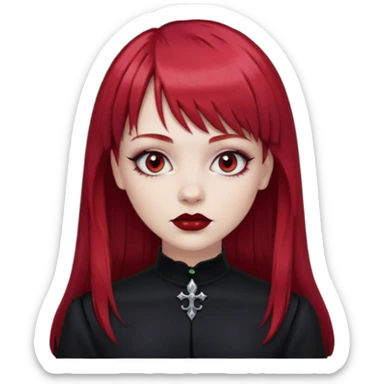 White girl with red hair, bangs and gothic  sticker