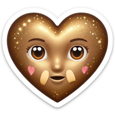 Brown heart with glitter sticker