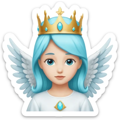 an angel with a cyan crown on her head, 4 wings sticker