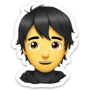 Anime boy with mask on his face and black hair falling over his eyes sticker