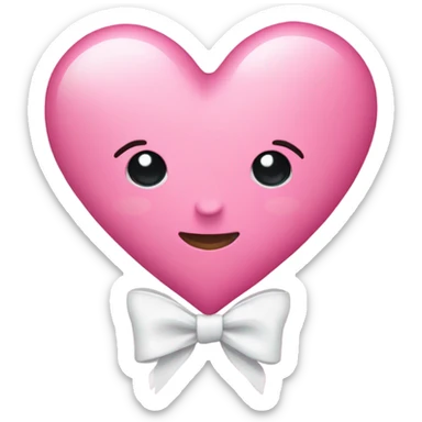pink heart with white bow sticker