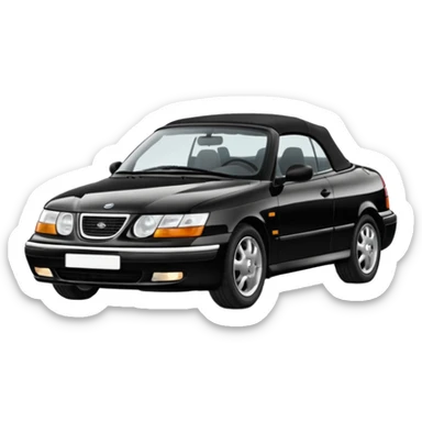 Une seule  saab 9-3 1999 cabriolet noir de profil sticker