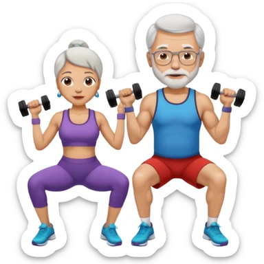 light skin grandma and grandpa work out at the gym sticker