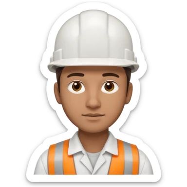 25-year-old man, engineering graduate, dark brown eyes, white hard hat, and light brown skin tone sticker