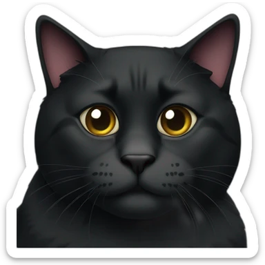 fat big black cat sticker