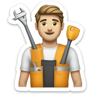 Homme qui vend des boites à outils sticker