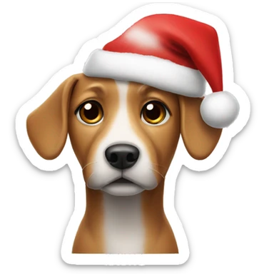 Dog wearing a christmas hat sticker