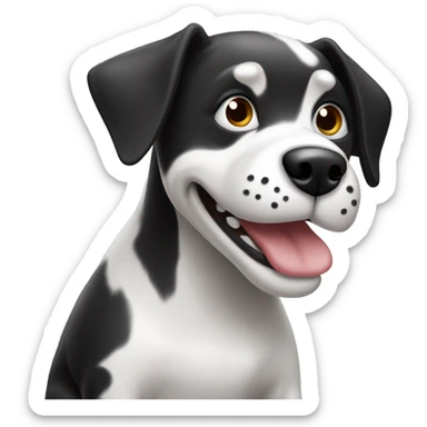 Black and white Dog throwing up sitting on the ground sticker